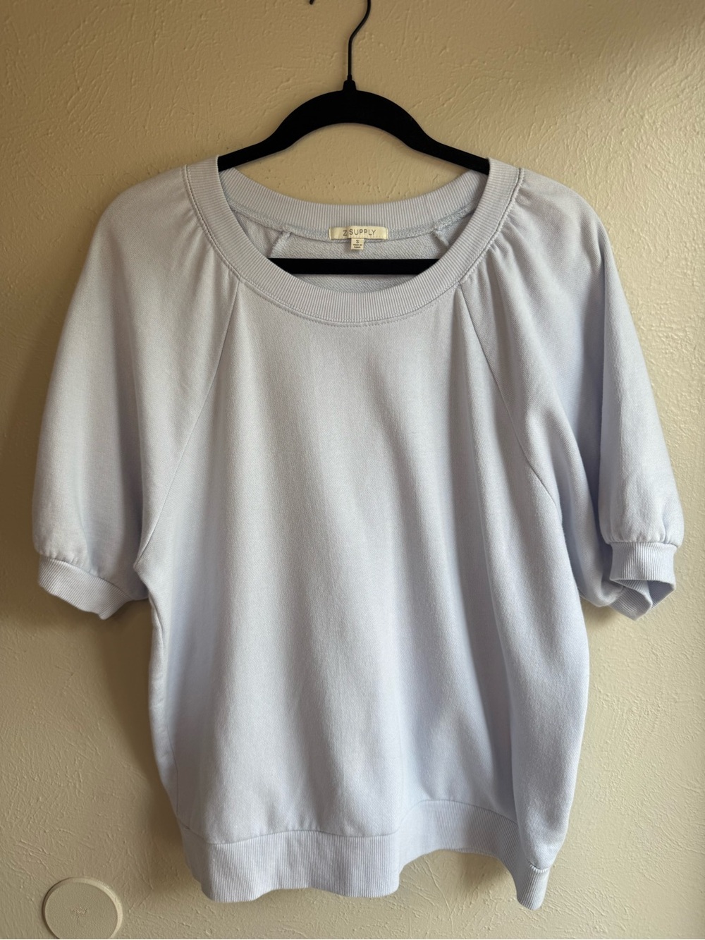 Z Supply Gianna Puff Sleeve Sweatshirt Tee  in Light Blue